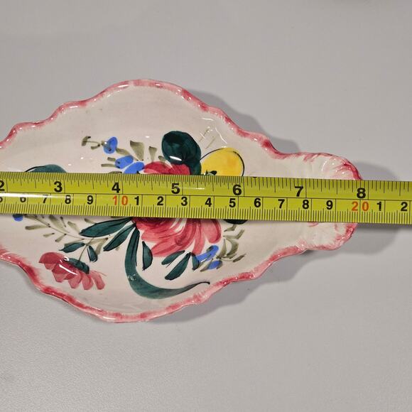 Vintage Trinket Bowls Serving Dish Ceramic Italian Pottery Renaissance Nove Rose - Picture 8 of 9